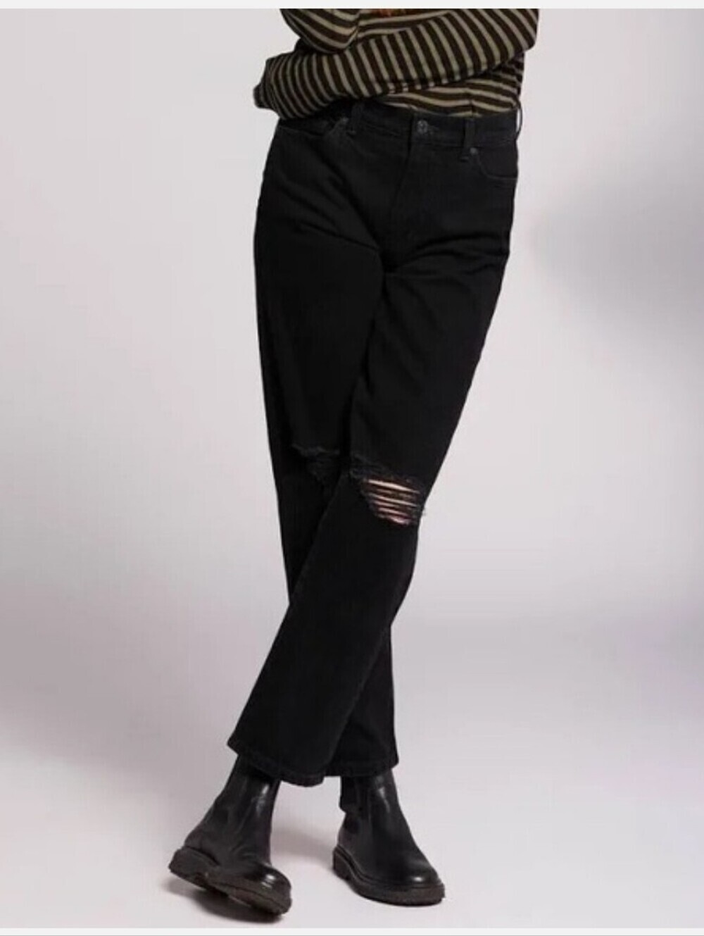 Current Elliot Onyx Distressed 'Boyfriend' Straight Cut Jeans